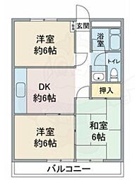 藤ハイツ 3DKの間取図画像