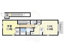 フルーヴ菊水1 1LDKの間取図画像