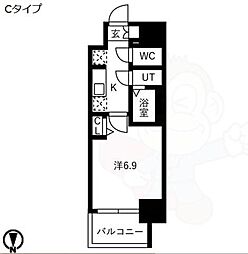 メイクスアート黒川 1Kの間取図画像