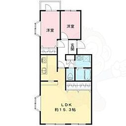 第六サンハイツ大森 2LDKの間取図画像