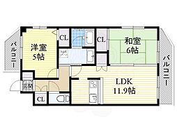 グランドヒルズ澄池町 2LDKの間取図画像