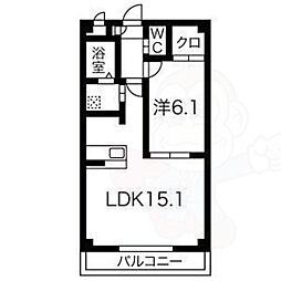 アークサガン 1LDKの間取図画像