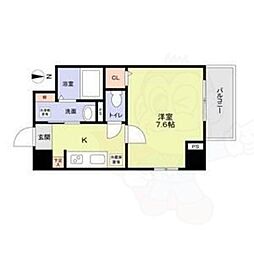 P-SQUAREShumoku3 1Kの間取図画像