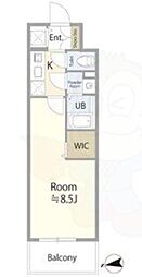 エスリード今池ルミナス 1Kの間取図画像