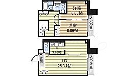 RESIDIA東桜2 2LDKの間取図画像