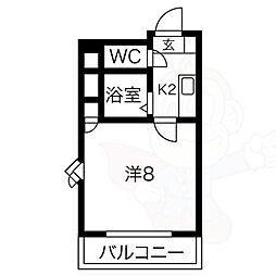 桜マンション2 1Kの間取図画像