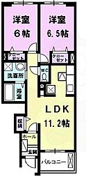 アルドール 2LDKの間取図画像