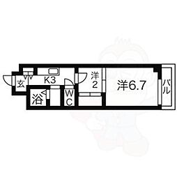 シャルマン上ノ宮 2Kの間取図画像