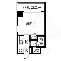 アビタシオン鶴舞 1Kの間取図画像
