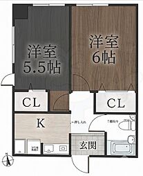 チサンマンション広小路 2Kの間取図画像