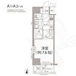 エスリード栄ラ・ヴィ 1Kの間取図画像