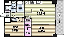 トレヴィ高岳 2LDKの間取図画像
