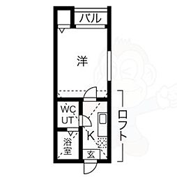 LamaisonY's本陣 1Kの間取図画像