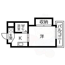 グリーンヒル藤ケ丘 1Kの間取図画像