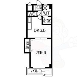 レジデンス黒龍 1DKの間取図画像