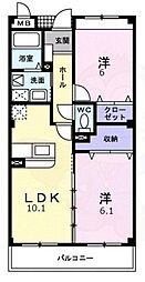 フォレスタヴェルデ 2LDKの間取図画像