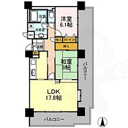 ロイヤルシャトー白壁 2LDKの間取図画像