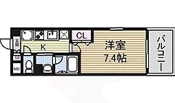 レーヴェスト平安 1Kの間取図画像