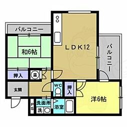 第3シャトーこがね 2LDKの間取図画像