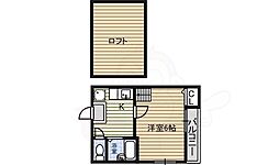 OAZO中村 1Kの間取図画像