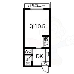 ニューマンション丸由 1DKの間取図画像
