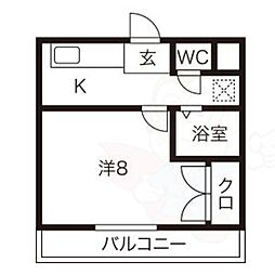 マンションブリッジ88 1Kの間取図画像