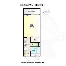 ジュネスマキノ 1Kの間取図画像