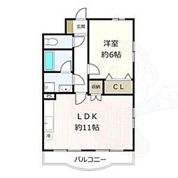 レジーナ鳥居松 1LDKの間取図画像