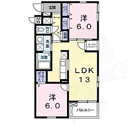 さつき荘 2LDKの間取図画像