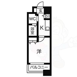 ラヴィ・アン・ローズ ワンルームの間取図画像