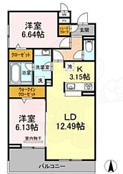 ガーデンテラス 2LDKの間取図画像