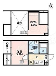 カーサフォルテ辻町 1Kの間取図画像