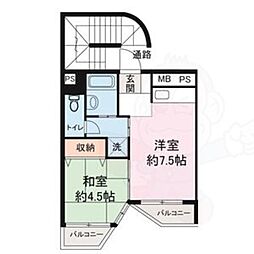 ラ・メゾン・パシフィック新堀 1DKの間取図画像