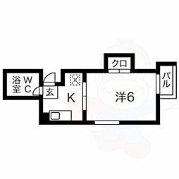 サンパーク大久手 1Kの間取図画像
