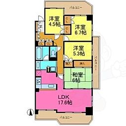 ラ・クール藤ケ丘 4LDKの間取図画像