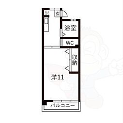 村上ハイツ 1Kの間取図画像