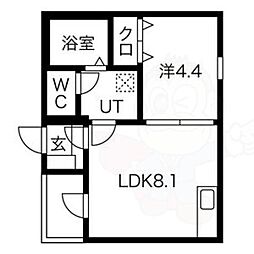 グランハイツ本陣 1Kの間取図画像