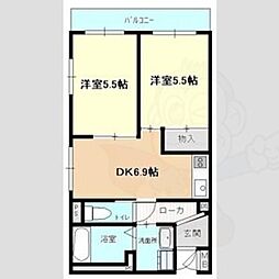シェルコート則武 2DKの間取図画像