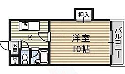 第2アイオーキャッスル 1Kの間取図画像