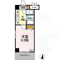 キャッスル2 1Kの間取図画像