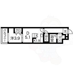 ラシーネ本陣 2LDKの間取図画像