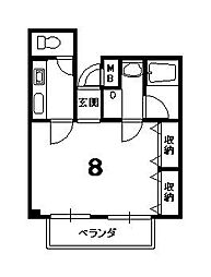 プラネシア星の子御所西 1Kの間取図画像
