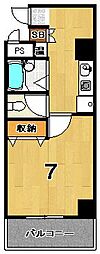 二条CUBE 1Kの間取図画像