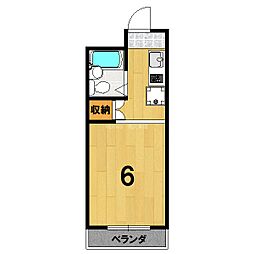 シャトー・ニシムラ 1Kの間取図画像