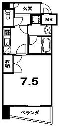 HF烏丸鞍馬口レジデンス 1Kの間取図画像