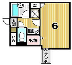 ZEST24 1Kの間取図画像