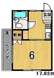 リッチリバーかも 1Kの間取図画像