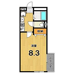 一条シンフォニー 1Kの間取図画像