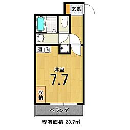 フラットオク 1Kの間取図画像