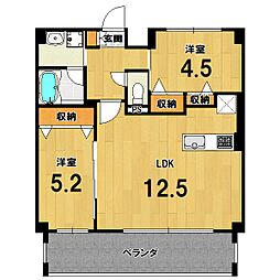 レガシー銀河 1Kの間取図画像